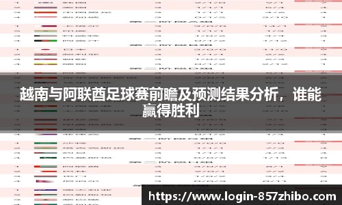 越南与阿联酋足球赛前瞻及预测结果分析，谁能赢得胜利
